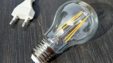 Průhledná žárovka s zapalovačem vedle elektrické zásuvky.