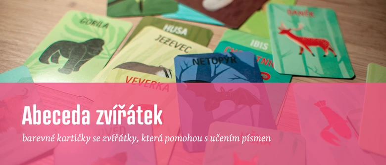 Kartičky se zvířaty podle české abecedy pro učení písmen.